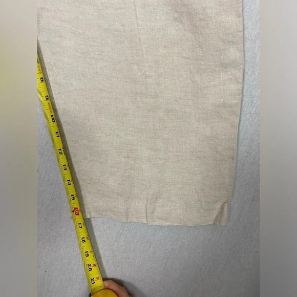 Talbots cream colored pull on Irish  linen cropped wide leg pants Sz M - Picture 9 of 13